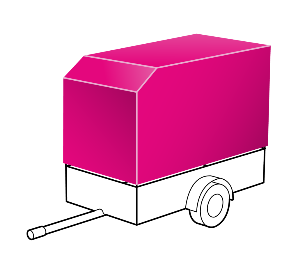 Anhängerplane als Hochplane mit 45°-Schräge für verbesserte Aerodynamik